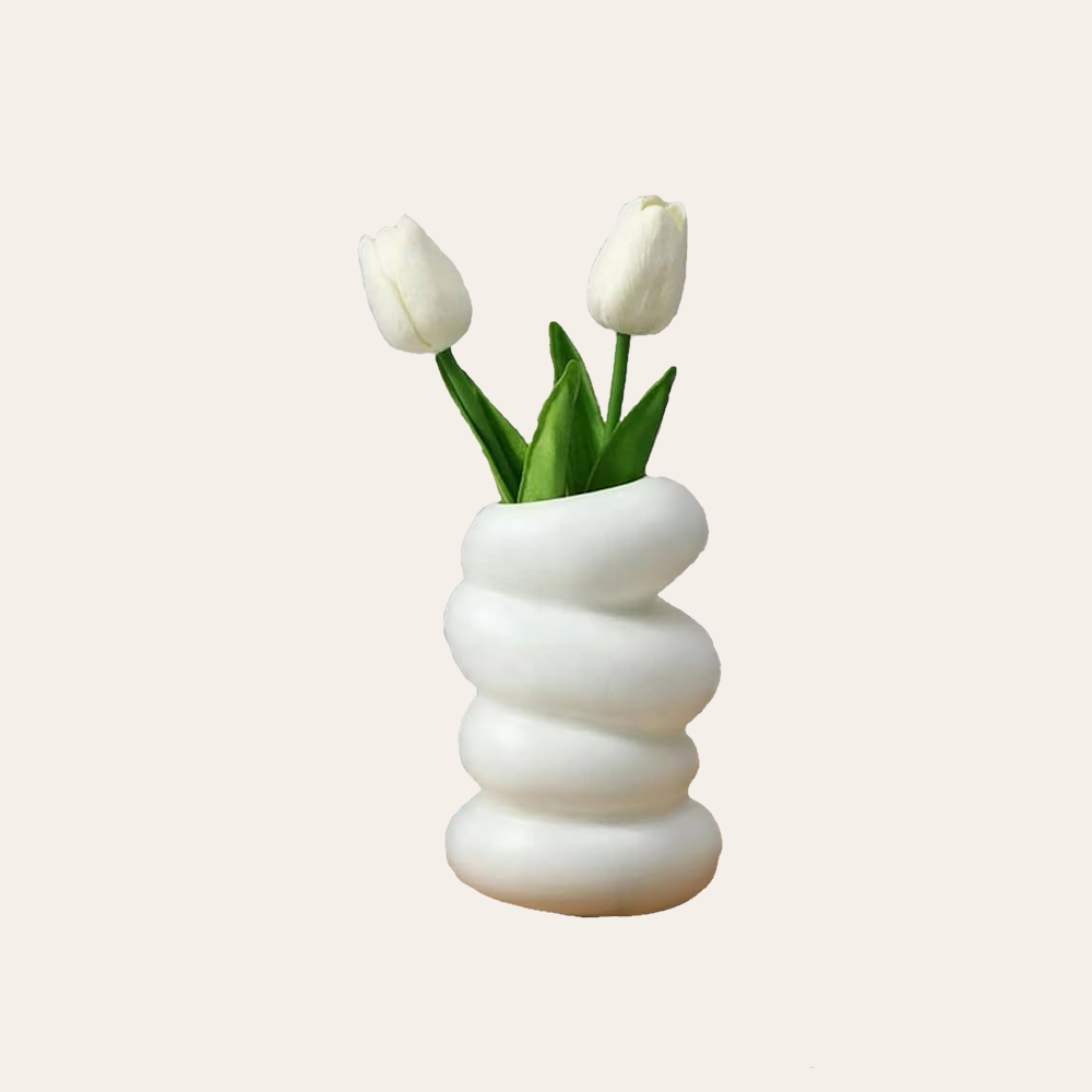 Vase Blanc En Plastique En Spirale, 1 Pièce, Conteneur D'Arrangement Floral Créatif Nordique Pour Cuisine, Salon, Chambre À Coucher, Décoration De La Maison, Ornement